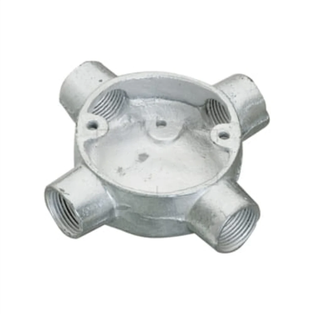GI Four Way Junction Box for Electrical Conduit Installation